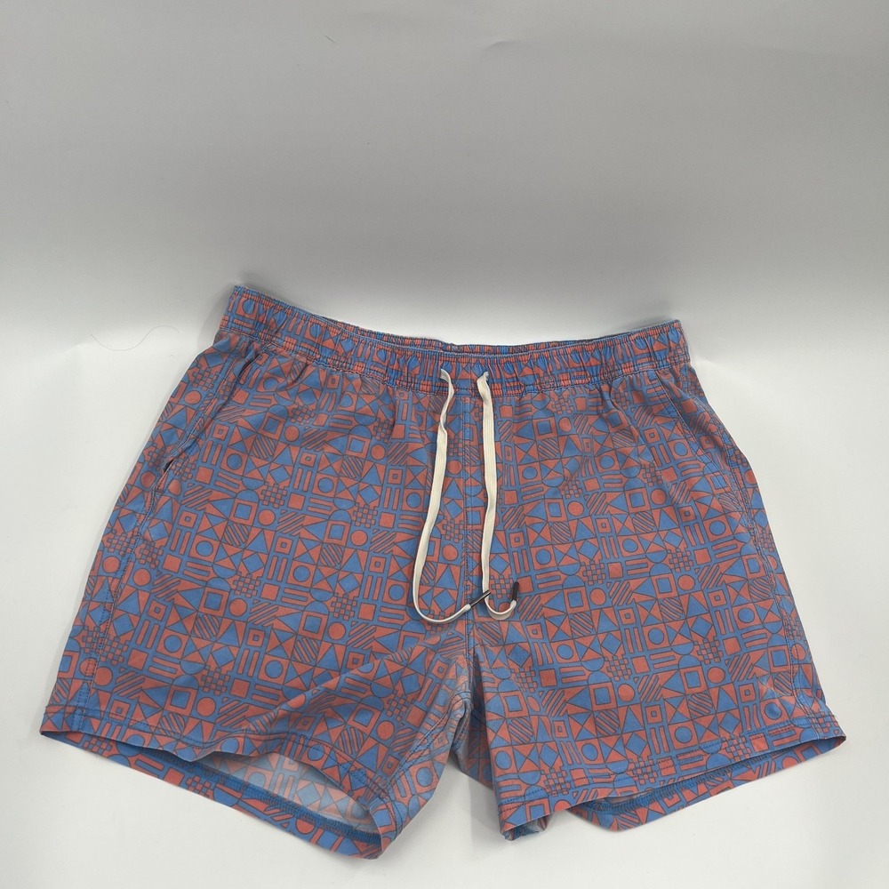 Fair Harbor Bungalow Short Swim Trunks Orange Blue Men's Size 2XL 5" Lined